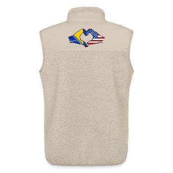 Bosnia USA flag hands heart shape used - Unisex Sherpa Gilet by Stanley/Stella - beige - Back - AI Model Male 178 light (178cm)