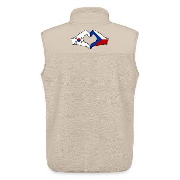 Corée du Sud République tchèque drapeau mains forme coeur - Veste sans manches sherpa unisexe Stanley/Stella - beige - Dos - AI Model Male 178 light (178cm)