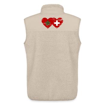Maroc Suisse Drapeau Coeur utilisé - Veste sans manches sherpa unisexe Stanley/Stella - beige - Dos - AI Model Male 178 light (178cm)