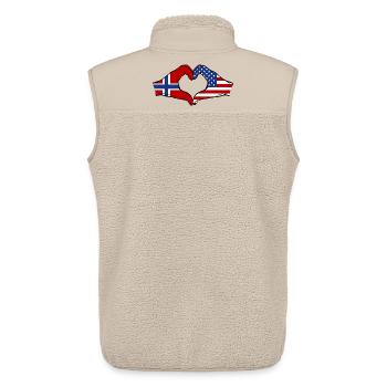 Norvège États-Unis Drapeau Main Coeur Forme - Veste sans manches sherpa unisexe Stanley/Stella - beige - Dos - AI Model Male 178 light (178cm)