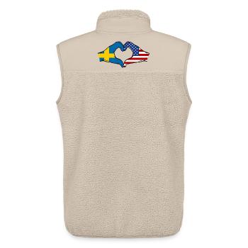 Schweden USA Flagge Hände Herzform - Unisex Sherpaweste von Stanley/Stella - Beige - Hinten - AI Model Male 178 light (178cm)