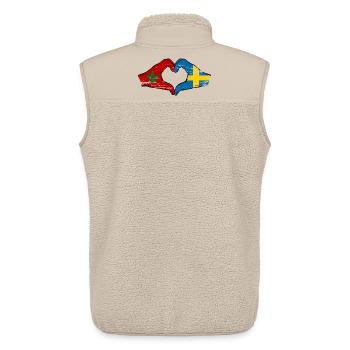 Marokko Schweden Flagge Haende Herzform used - Unisex Sherpaweste von Stanley/Stella - Beige - Hinten - AI Model Male 178 light (178cm)