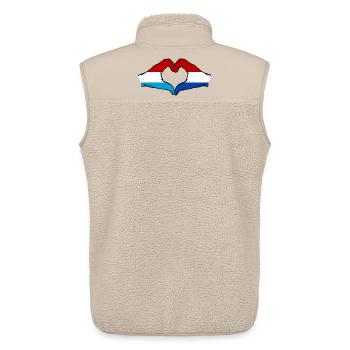 Luxembourg Hollande drapeau main coeur - Veste sans manches sherpa unisexe Stanley/Stella - beige - Dos - AI Model Male 178 light (178cm)