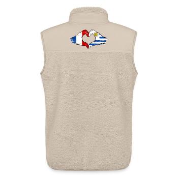 France Uruguay Drapeau Mains Coeur Utilisé - Veste sans manches sherpa unisexe Stanley/Stella - beige - Dos - AI Model Male 178 light (178cm)