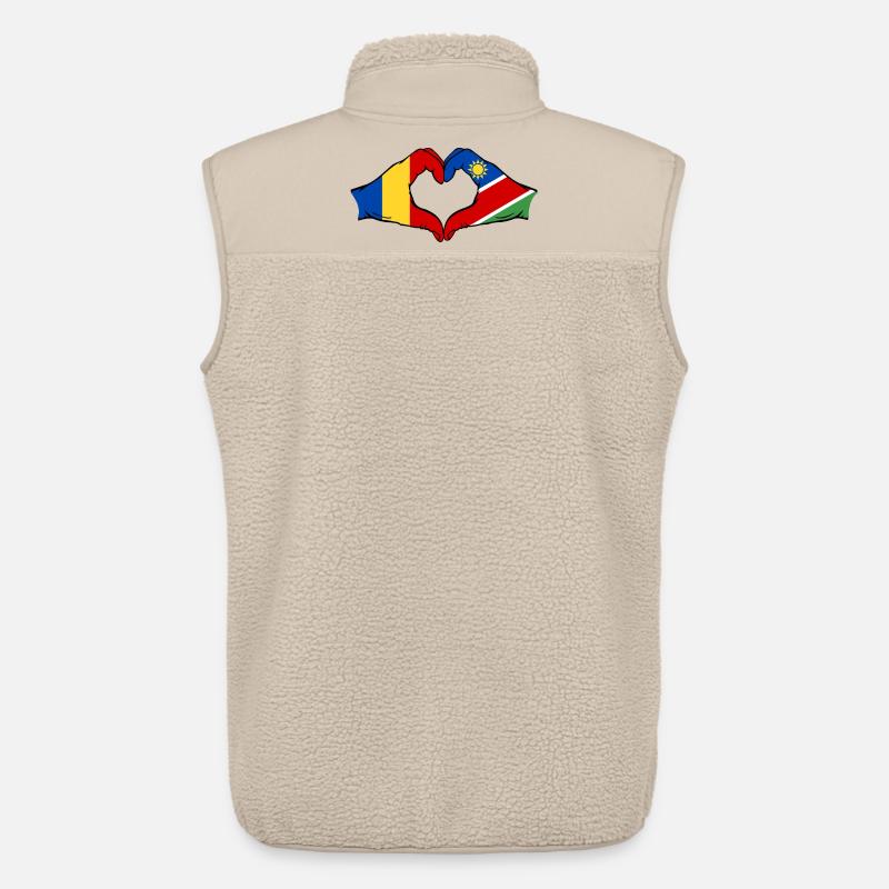 Rumänien Namibia Flagge Hände Herzform - Unisex Sherpaweste von Stanley/Stella - Beige