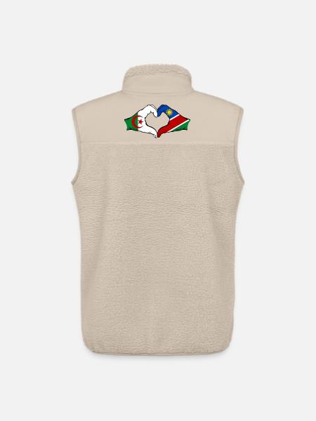 Algeria Namibia Flag Hands Heart Shape - Unisex Sherpa Gilet by Stanley/Stella - beige