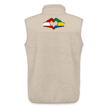 Austria Gabon Flag Hands Heart Shape Used - Unisex Sherpa Gilet by Stanley/Stella - beige - Back - AI Model Male 178 light (178cm)