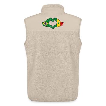 Brazil Senegal Flag Hands Heart Shape Used - Unisex Sherpa Gilet by Stanley/Stella - beige - Back - AI Model Male 178 light (178cm)