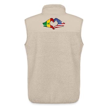 Senegal USA Flag Hands Heart Shape Used - Unisex Sherpa Gilet by Stanley/Stella - beige - Back - AI Model Male 178 light (178cm)