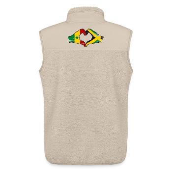 Senegal Jamaika Flagge Hände Herzform used - Unisex Sherpaweste von Stanley/Stella - Beige - Hinten - AI Model Male 178 light (178cm)