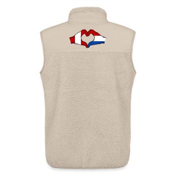 Drapeau Pérou-Hollande, mains en forme de cœur, utilisé - Veste sans manches sherpa unisexe Stanley/Stella - beige - Dos - AI Model Male 178 light (178cm)