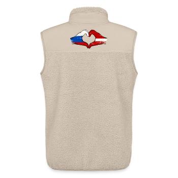 Russie Lettonie Drapeau Mains Coeur Forme - Veste sans manches sherpa unisexe Stanley/Stella - beige - Dos - AI Model Male 178 light (178cm)