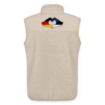 Drapeau allemand de l’Estonie Mains en forme de cœur utilisé - Veste sans manches sherpa unisexe Stanley/Stella - beige - Dos - AI Model Male 178 light (178cm)