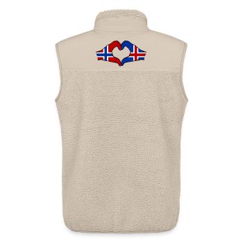 Norvège Islande Drapeau Mains Cœur - Veste sans manches sherpa unisexe Stanley/Stella - beige - Dos - AI Model Male 178 light (178cm)
