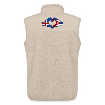 Drapeau de l’île de Cuba mains de cœur - Veste sans manches sherpa unisexe Stanley/Stella - beige - Dos - AI Model Male 178 light (178cm)