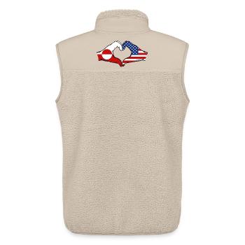 Drapeau des États-Unis Mains Forme de cœur - Veste sans manches sherpa unisexe Stanley/Stella - beige - Dos - AI Model Male 178 light (178cm)