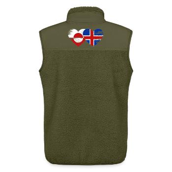 Cœur du drapeau du Groenland Islandade utilisé - Veste sans manches sherpa unisexe Stanley/Stella - kaki - Dos - AI Model Male 178 light (178cm)