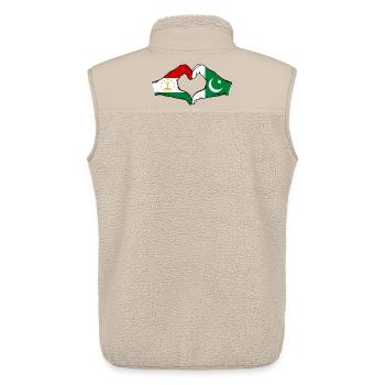 Tajikistan Pakistan Flagge Herzform - Unisex Sherpaweste von Stanley/Stella - Beige - Hinten - AI Model Male 178 light (178cm)