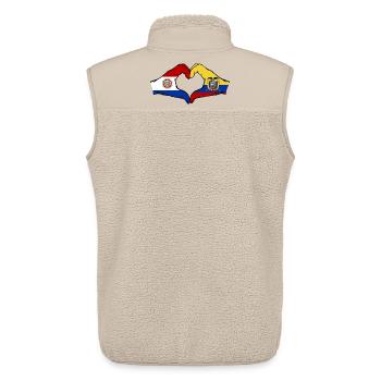 Paraguay Drapeau de l’Équateur Mains en forme de cœur - Veste sans manches sherpa unisexe Stanley/Stella - beige - Dos - AI Model Male 178 light (178cm)