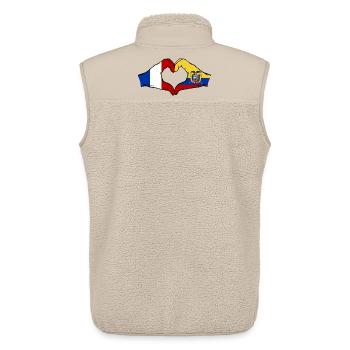 France, Équateur, drapeau Mains, Forme de cœur - Veste sans manches sherpa unisexe Stanley/Stella - beige - Dos - AI Model Male 178 light (178cm)
