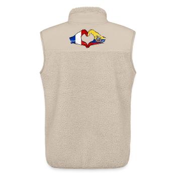 Mains du drapeau de la France de l’Équateur en forme de cœur utilisées - Veste sans manches sherpa unisexe Stanley/Stella - beige - Dos - AI Model Male 178 light (178cm)