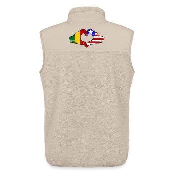 Mains du drapeau Mali du Libéria Mains de cœur utilisées - Veste sans manches sherpa unisexe Stanley/Stella - beige - Dos - AI Model Male 178 light (178cm)