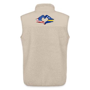 USA Curacao Flagge Hände Herzform used - Unisex Sherpaweste von Stanley/Stella - Beige - Hinten - AI Model Male 178 light (178cm)