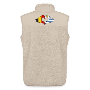 Belgium Uruguay flag hands heart shape used - Unisex Sherpa Gilet by Stanley/Stella - beige - Back - AI Model Male 178 light (178cm)