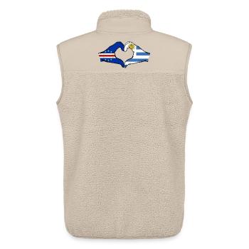 Kap Verde Uruguay Flagge Hände Herzform - Unisex Sherpaweste von Stanley/Stella - Beige - Hinten - AI Model Male 178 light (178cm)