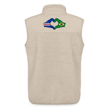Drapeau du Cap-Vert Brésil mains en forme de cœur utilisées - Veste sans manches sherpa unisexe Stanley/Stella - beige - Dos - AI Model Male 178 light (178cm)