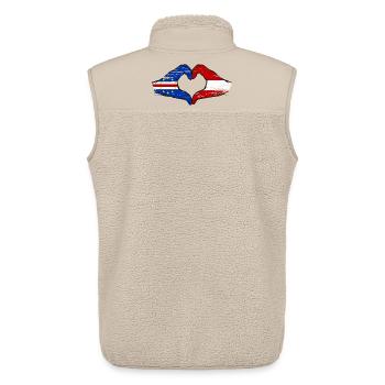 Mains du drapeau du Cap-Vert Autrichien en forme de cœur utilisées - Veste sans manches sherpa unisexe Stanley/Stella - beige - Dos - AI Model Male 178 light (178cm)