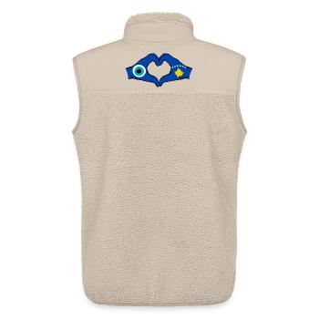 Kosovo Nazar flag hands heart shape used - Unisex Sherpa Gilet by Stanley/Stella - beige - Back - AI Model Male 178 light (178cm)