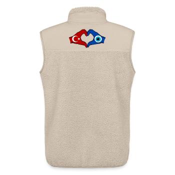 Turkey Nazar Flag Hands Heart Shape - Unisex Sherpa Gilet by Stanley/Stella - beige - Back - AI Model Male 178 light (178cm)