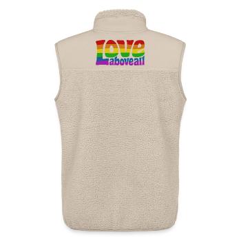 Love Above All | Rainbow Pride Design - Unisex Sherpa Gilet by Stanley/Stella - beige - Back - AI Model Male 178 light (178cm)
