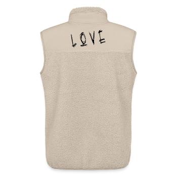 HERZ. PAAR. ICH HABE GERADE GEHEIRATET. Junggesellinnenabschied. VALENTINSTAG. - Unisex Sherpaweste von Stanley/Stella - Beige - Hinten - AI Model Male 178 light (178cm)