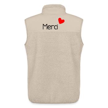 VIELEN DANK. GELIEBTE. MEISTER. DANKE HERRIN - Unisex Sherpaweste von Stanley/Stella - Beige - Hinten - AI Model Male 178 light (178cm)