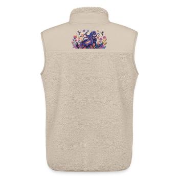 Cosmic Octopus in the Realm of Flowers Abstract Art - Unisex Sherpa Gilet by Stanley/Stella - beige - Back - AI Model Male 178 light (178cm)