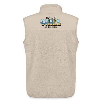 Chill Plage Lettres ensoleillées - Veste sans manches sherpa unisexe Stanley/Stella - beige - Dos - AI Model Male 178 light (178cm)