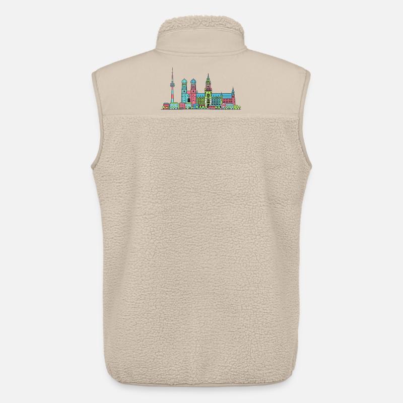 Münchner Stadtskyline Marienplatz Moderne Linienkunst - Unisex Sherpaweste von Stanley/Stella - Beige