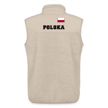 Polen Trikot Look – POLSKA mit Fahne bzw. Flagge - Unisex Sherpaweste von Stanley/Stella - Beige - Hinten - AI Model Male 178 light (178cm)