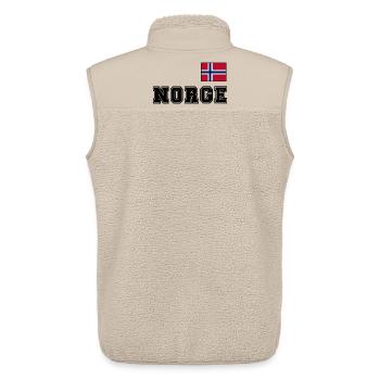 NORWEGN - NORGE Trikot Look - Flagge auf der Brust - Unisex Sherpaweste von Stanley/Stella - Beige - Hinten - AI Model Male 178 light (178cm)