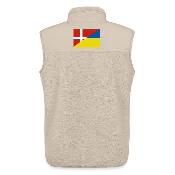 Dänemarkische Ukraine-Flagge – dänische und ukrainische Flagge - Unisex Sherpaweste von Stanley/Stella - Beige - Hinten - AI Model Male 178 light (178cm)