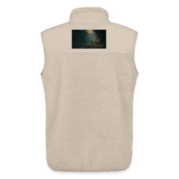 Epische Szene in der Nähe der Bahngleise - Unisex Sherpaweste von Stanley/Stella - Beige - Hinten - AI Model Male 178 light (178cm)