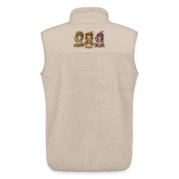 Trois grenouilles bohèmes autour du feu de camp - Veste sans manches sherpa unisexe Stanley/Stella - beige - Dos - AI Model Male 178 light (178cm)