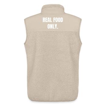 REAL FOOD ONLY | Carnivore Meat Based Lifestlye - Unisex Sherpa Gilet by Stanley/Stella - beige - Back - AI Model Male 178 light (178cm)