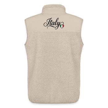 Italy Tricolor Heart Script - Unisex Sherpa Gilet by Stanley/Stella - beige - Back - AI Model Male 178 light (178cm)