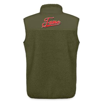 fame fameous famous popular winner known - Unisex Sherpa Gilet by Stanley/Stella - khaki - Back - AI Model Male 178 light (178cm)