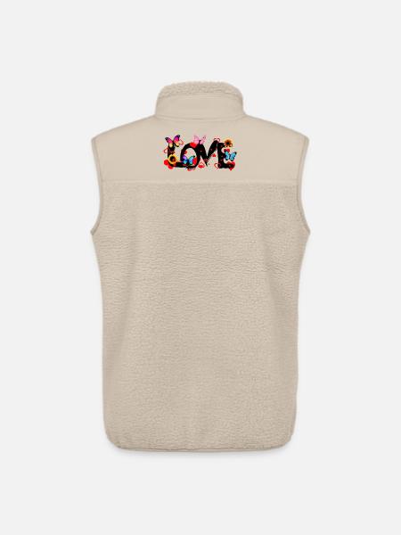 LOVE – Farverigt romantisk statement-design - Stanley/Stella unisex sherpavest - beige