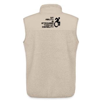 My Will Is Stronger Than My Wheelchair / Disability* - Unisex Sherpa Gilet by Stanley/Stella - beige - Back - AI Model Male 178 light (178cm)