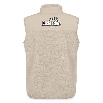 Dachdecker. Ganz oben dabei. – Lustiger Dachdecker - Unisex Sherpaweste von Stanley/Stella - Beige - Hinten - AI Model Male 178 light (178cm)